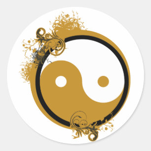 Bronze Yin Yang Classic Round Sticker