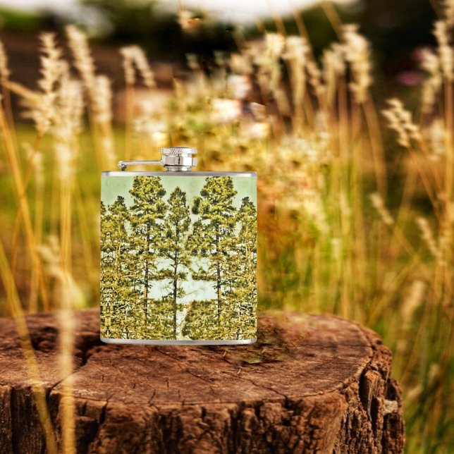 Bronzed Trees Hip Flask (Bronze Trees Hip Flask, has such a feeling of being outdoors, in its design!)