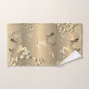 Bronzy Holiday Reindeer Snowflakes Bath Towel Set