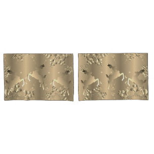 Bronzy Reindeer and Snowflakes Pillowcase