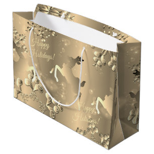 Bronzy Reindeer and Snowflakes Your Greeting Large Gift Bag