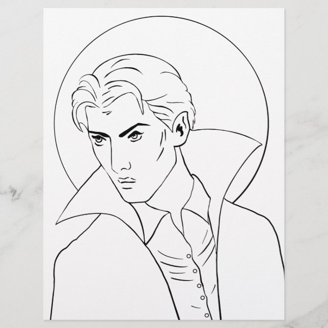 Brooding Man Vampire Colouring Page (Front)