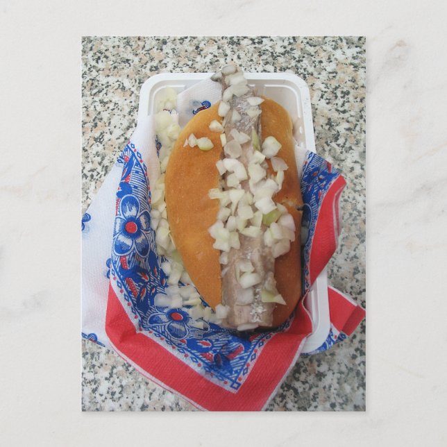 Broodje herring néerlandais avec carte postale Oni (Devant)