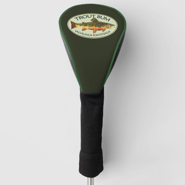 Brook Trout Bum Humourous Fly Fishing Golf Head Cover (Front)