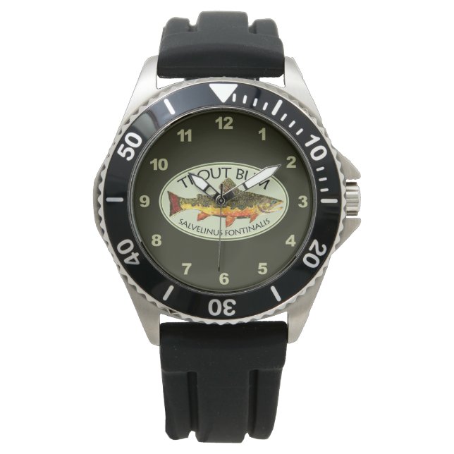 Brook Trout Bum Humourous Fly Fishing Watch (Front)