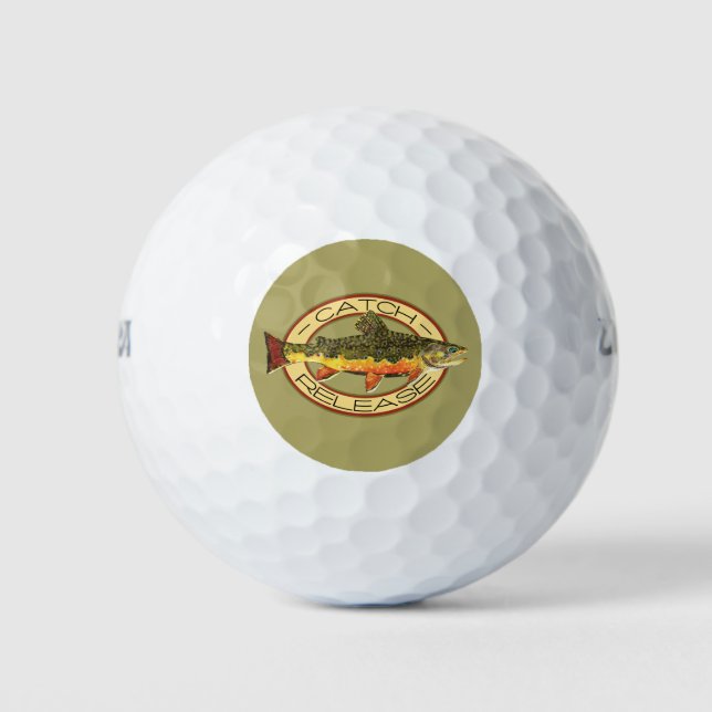 Brook Trout Catch and Release Fishing Golf Balls (Front)