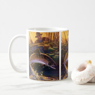 Brook Trout Fish Fisherman, Vintage Sports Fishing Coffee Mug