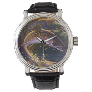 Brook Trout Fish Fisherman, Vintage Sports Fishing Watch