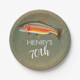 Brook Trout Fish for 70th Birthday Paper Plate