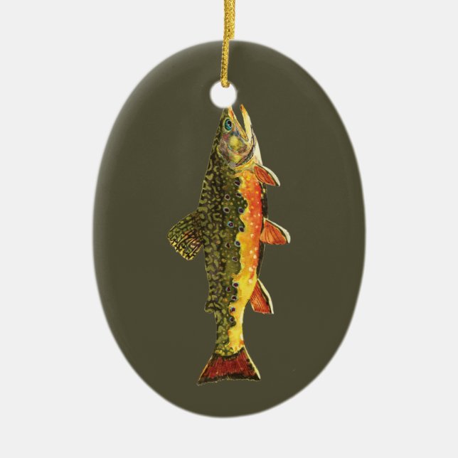 Brook Trout Fish Painting Ceramic Ornament (Front)