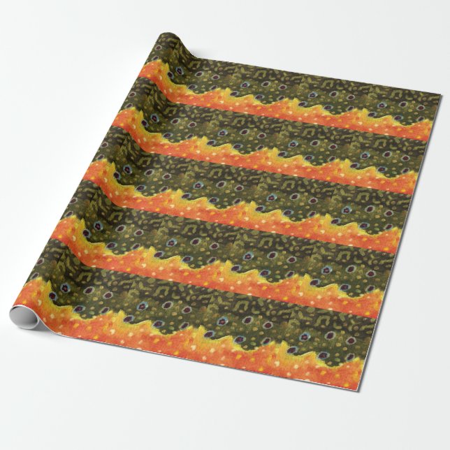 Brook Trout Fish Skin Fly Fishing Wrapping Paper (Unrolled)