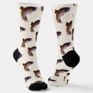 Brook Trout Fish, Vintage Sports Fishing Fisherman Socks