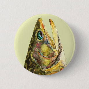 Brook Trout Fisherman 2 Inch Round Button