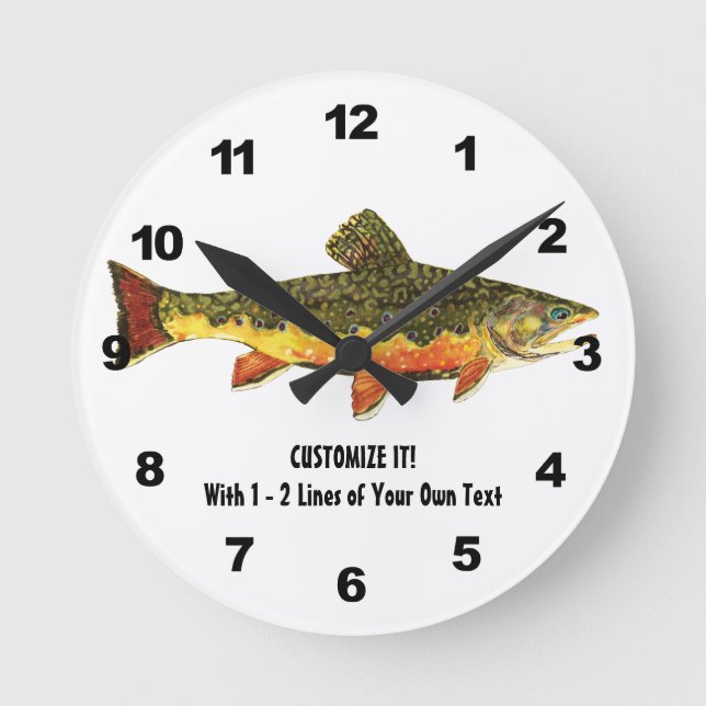 Brook Trout Fisherman's Round Clock (Front)