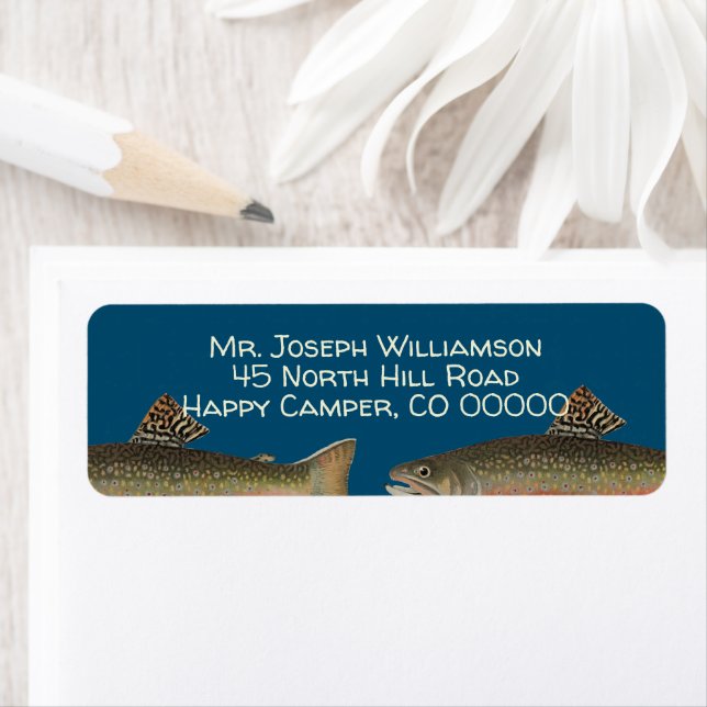 Brook Trout Fishing Return Adresse Étiquettes (En situation)