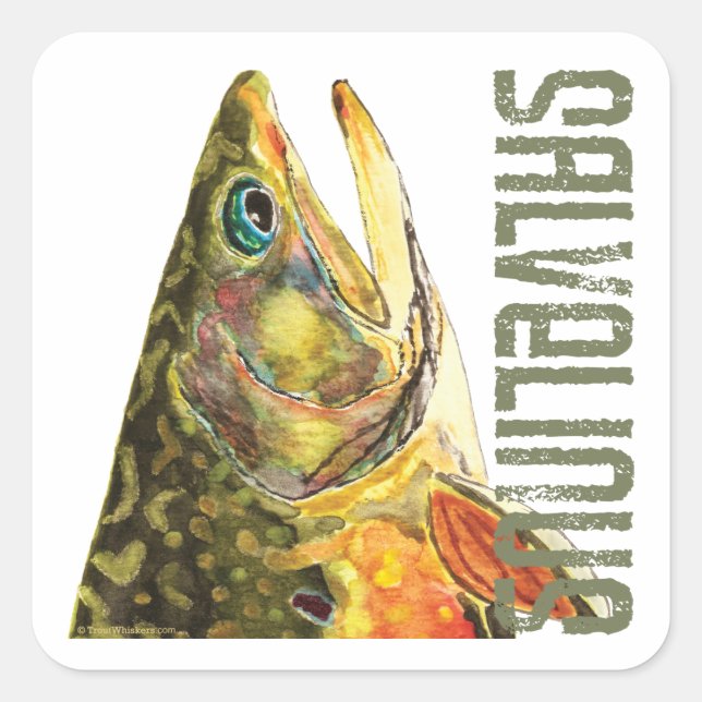 Brook Trout Fishing Square Sticker (Front)