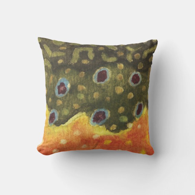 Brook Trout Fishing Throw Pillow (Front)