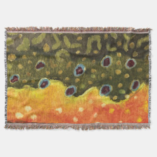 Brook Trout Fly Fish Angler Decor Throw Blanket
