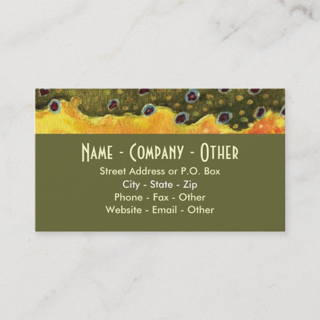 Brook Trout Fly Fishing Business Card (Front)