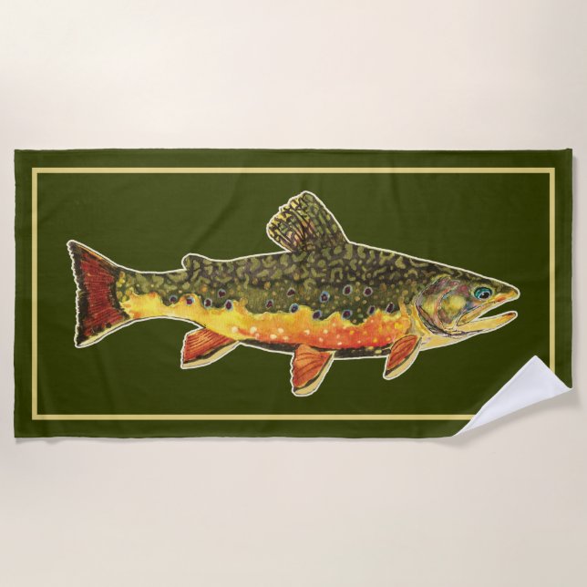 Brook Trout Fly Fishing Ichthyology Beach Towel (Front)