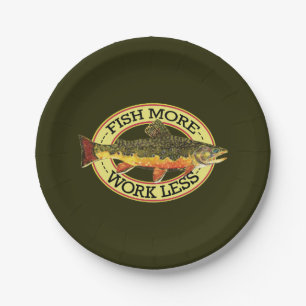 Brook Trout Fly Fishing Paper Plate