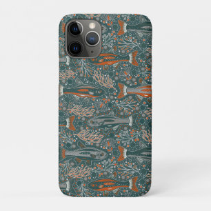 Brook Trout - Grey, Orange, on Turqoise - NH Fish iPhone 11 Pro Case