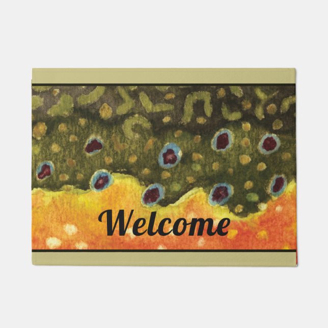Brook Trout Skin, Fly Fishing Painting Doormat (Front)