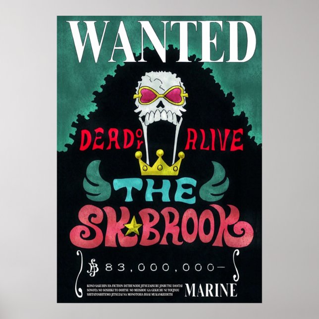 Brook Wanted Bounty Poster (Front)
