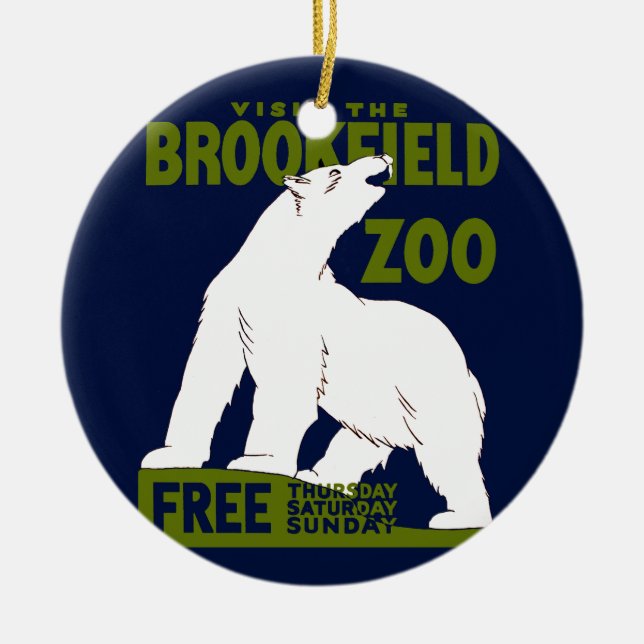 Brookfield Zoo, Federal Art Program Poster 1936 Ceramic Ornament (Front)