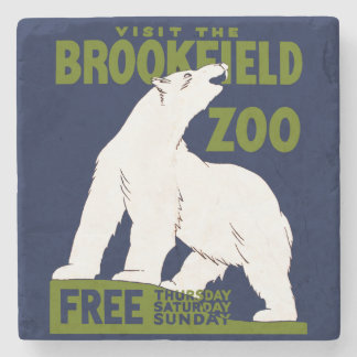 Brookfield Zoo, Federal Art Program Poster 1936 Stone Coaster
