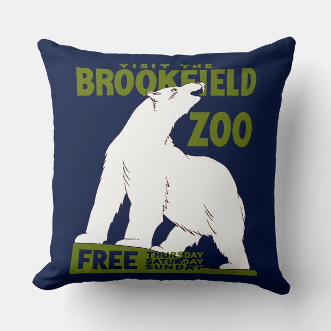 Brookfield Zoo, Federal Art Program Poster 1936 Throw Pillow (Front)