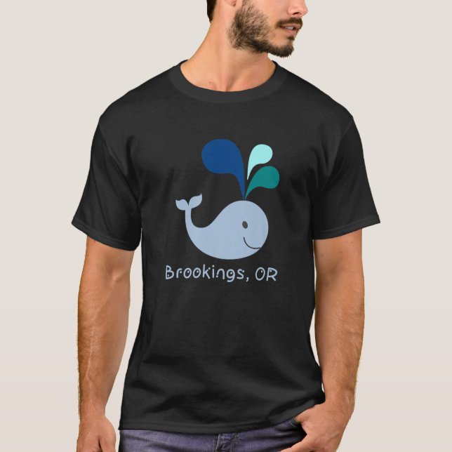 Brookings Oregon Cute Whale Lover Cartoon T-Shirt (Front)