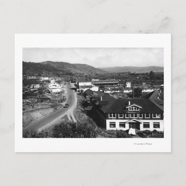 Brookings, Oregon Town View and Ocean Photograph Postcard (Front)