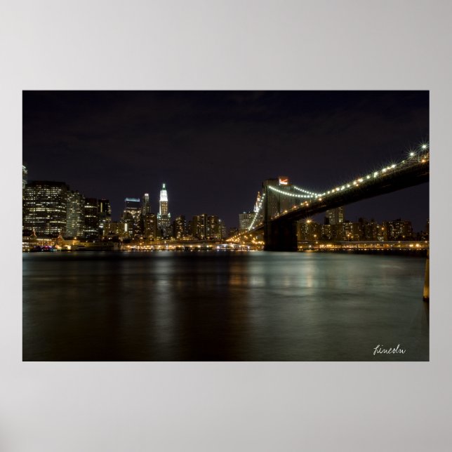 Brooklin Bridge at Night (Print) Poster (Front)