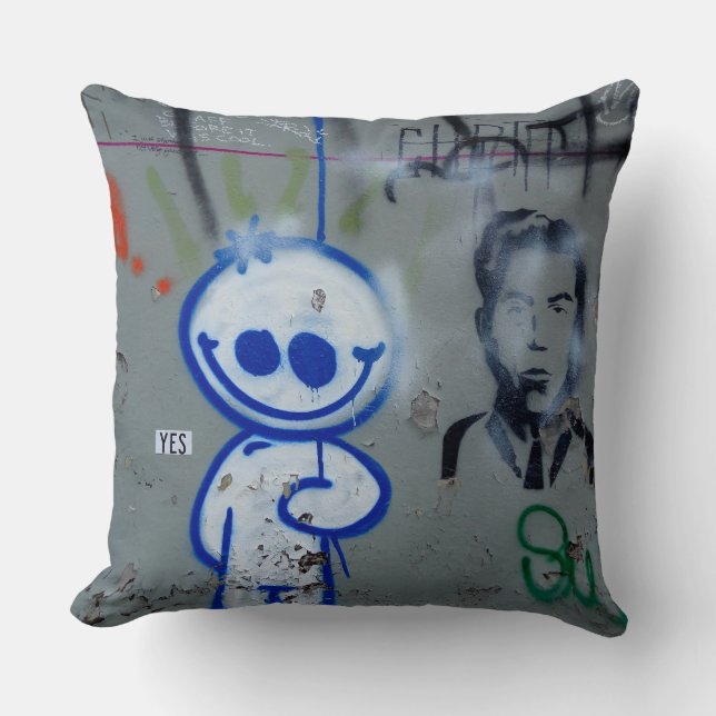 brooklyn art urban grafitti edgy graphic new york throw pillow (Front)