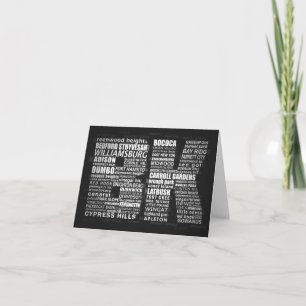Brooklyn BK NYC Word Art Note Carte de voeux