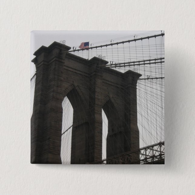 Brooklyn Bridge 2 Inch Square Button (Front)