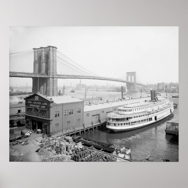 Brooklyn Bridge and Docks, 1905. Vintage Photo Poster (Front)