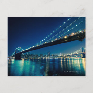 Brooklyn Bridge and Lower Manhattan at Night Postcard
