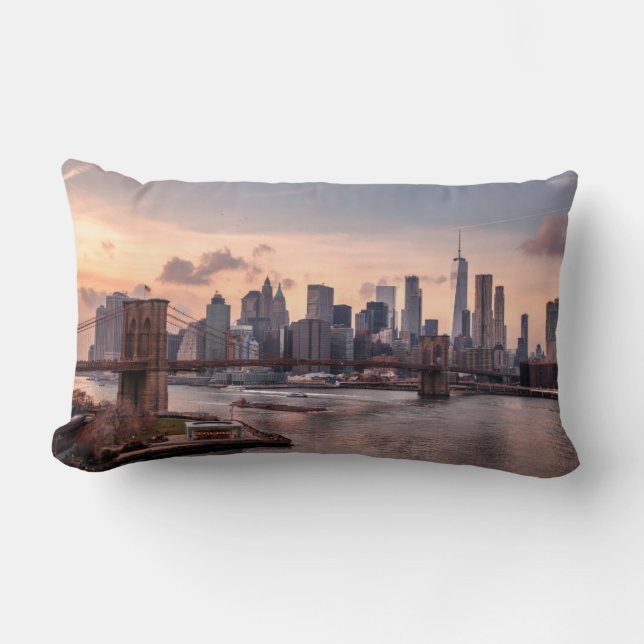 Brooklyn Bridge and Lower Manhattan Lumbar Pillow (Front)