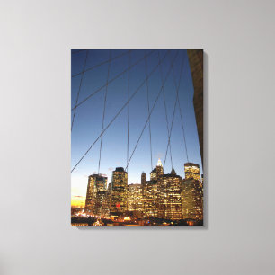 Brooklyn Bridge At Dusk With Manhattan Skyline Canvas Print