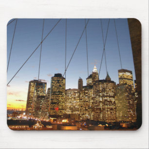 Brooklyn Bridge At Dusk With Manhattan Skyline Mouse Pad