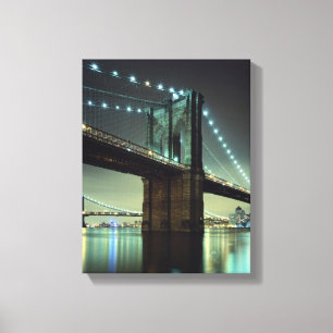 Brooklyn Bridge at night Manhattan Bridge Canvas Print