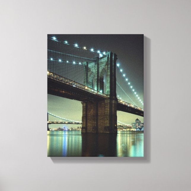 Brooklyn Bridge at night  Manhattan Bridge Canvas Print (Front)