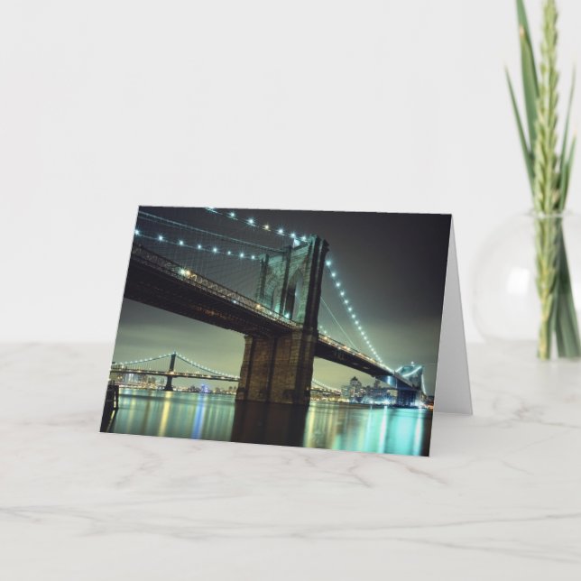 Brooklyn Bridge at night  Manhattan Bridge Card (Front)