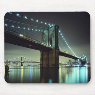 Brooklyn Bridge at night Manhattan Bridge Mouse Pad
