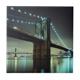 Brooklyn Bridge at night  Manhattan Bridge Tile