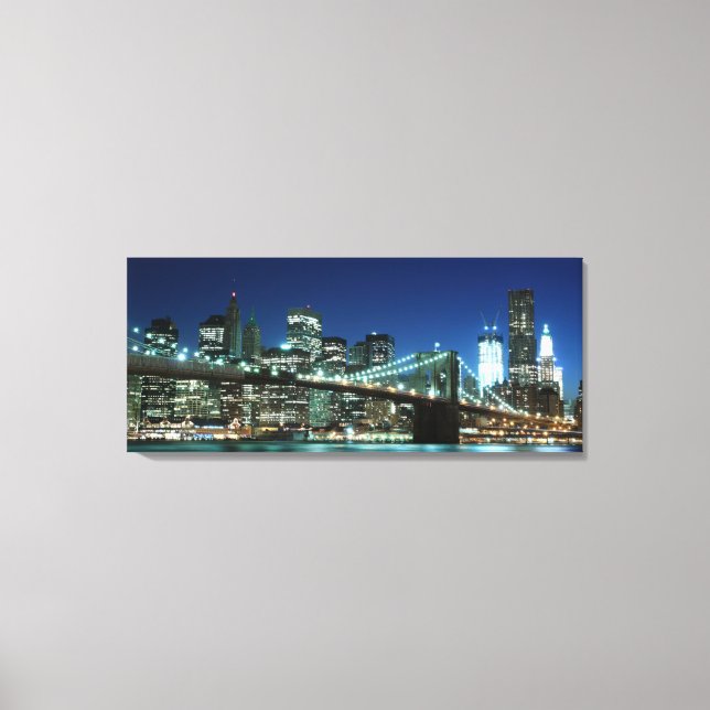 Brooklyn Bridge At Night, New York City Canvas Print (Front)