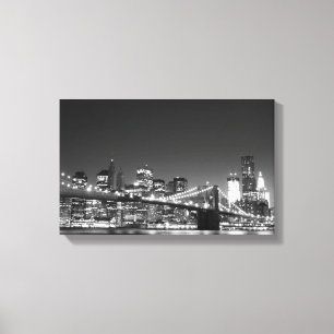 Brooklyn Bridge At Night, New York City Canvas Print