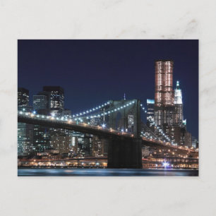 Brooklyn Bridge at Night, New York City Postcard